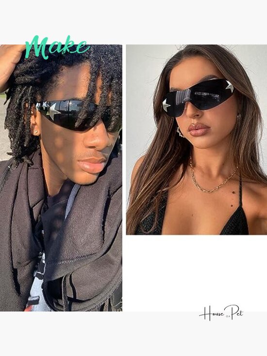 Rimless Y2K Sunglasses Wrap Around Glasses Shield Shades main image 7